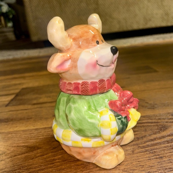 International Bazaar • Ceramic Whimsical Reindeer Snack Jar • New W/Box - Picture 9 of 16